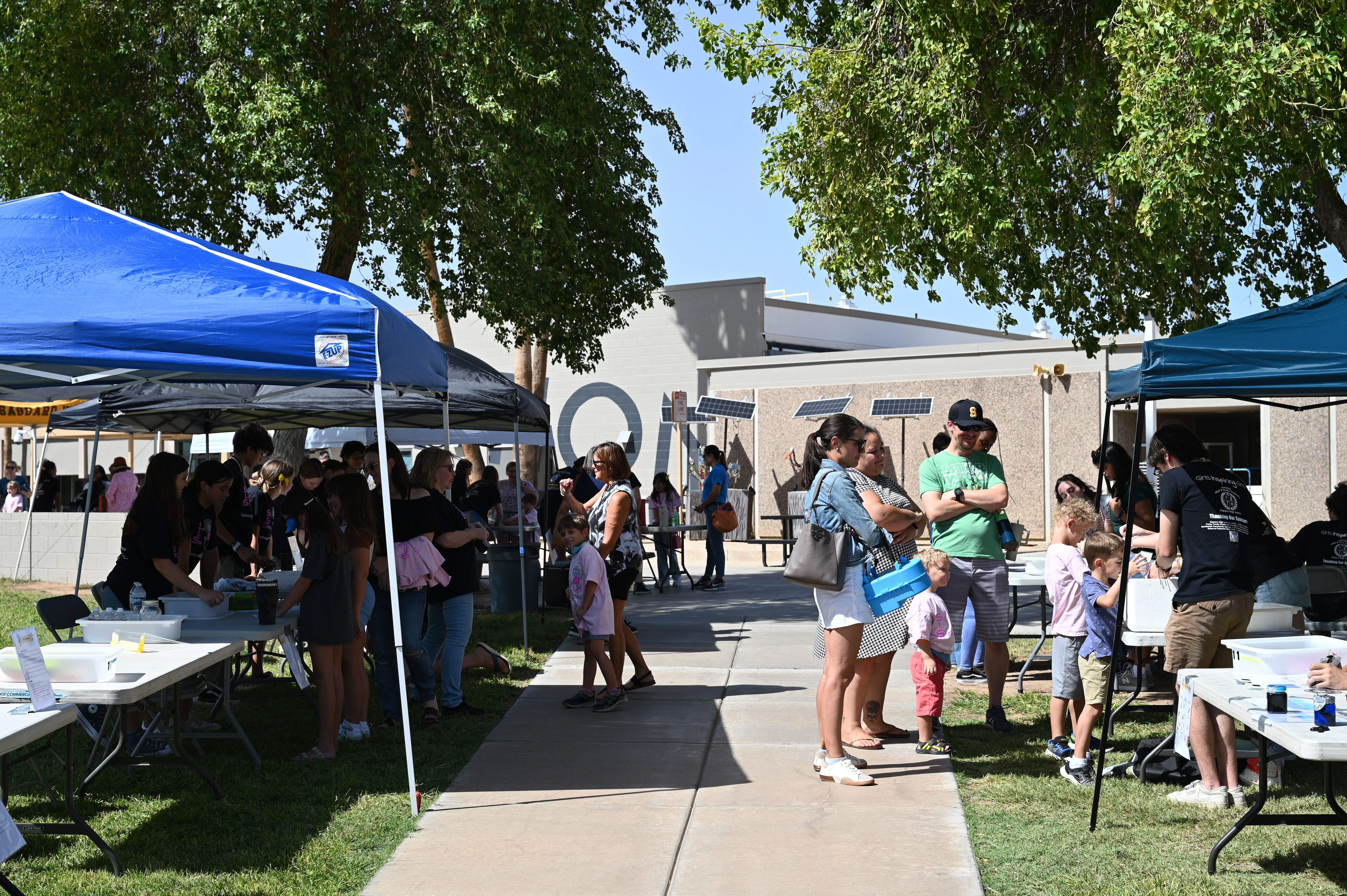 Families and students at the outdoor SiS Annual STEM Celebration